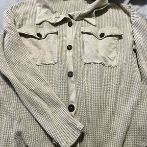 bucket list olive green thermal shacket